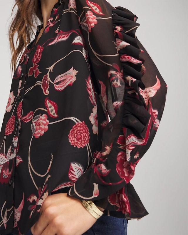 Georgette Celtic Blooms Blouse - image 2